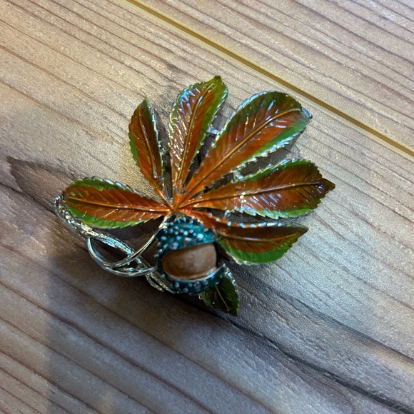 Signed leaf 1960’s rare brooch - Picture 3 of 5